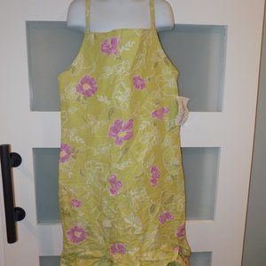 Maggie Breen Too Green Floral Print Lined Sleeveless Dress Size 16 Girl's NEW